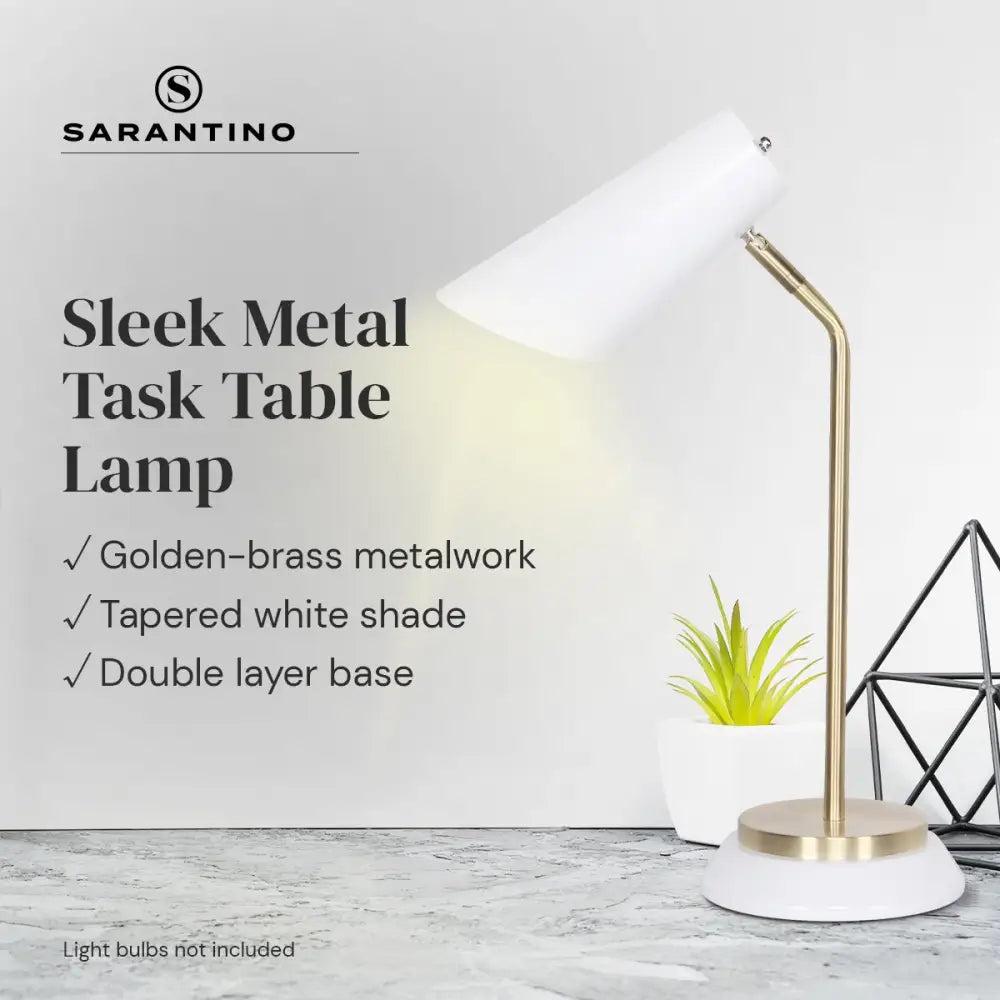 Sarantino Electric Reading Light Table Lamp Brass Finish - White - Home & Garden > Lighting