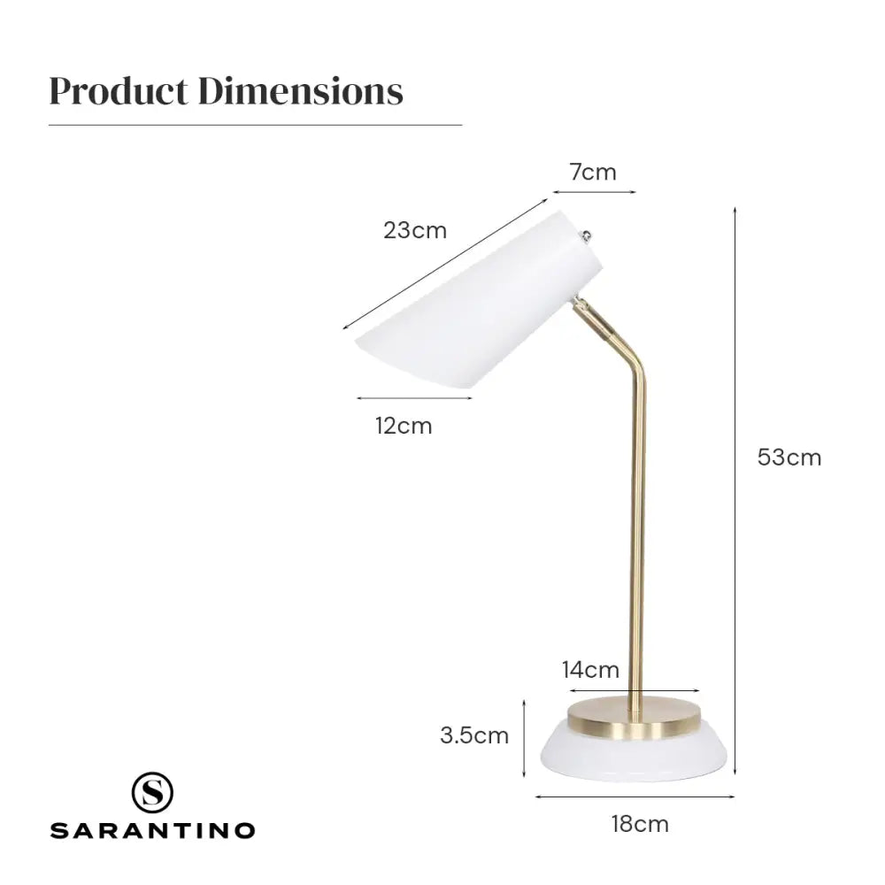 Sarantino Electric Reading Light Table Lamp Brass Finish - White - Home & Garden > Lighting