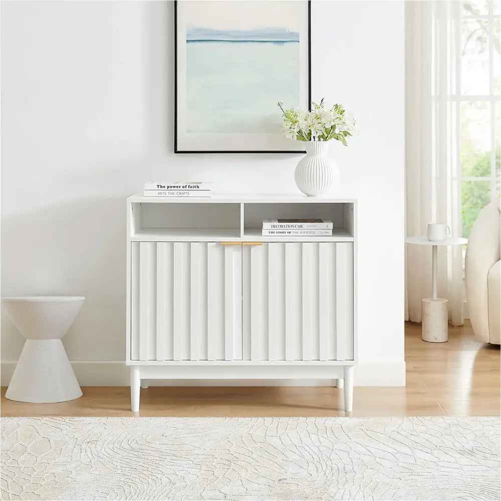 Sarantino Eleni 2-Door Sideboard Buffet Hallway Cabinet Storage Console Cupboard in White - Furniture > Living Room >