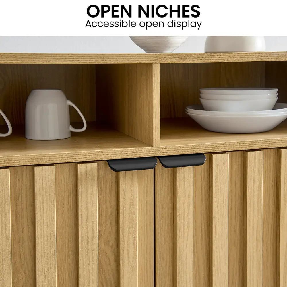 Sarantino Eleni 2-Door Sideboard Buffet Hallway Cabinet Storage Console Cupboard in Natural - Furniture > Living Room >