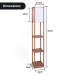 Sarantino Etagere Floor Lamp Off-White Fabric Shade in Wood Finish - Home & Garden > Lighting