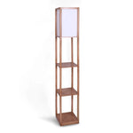 Sarantino Etagere Floor Lamp Off-White Fabric Shade in Wood Finish - Home & Garden > Lighting