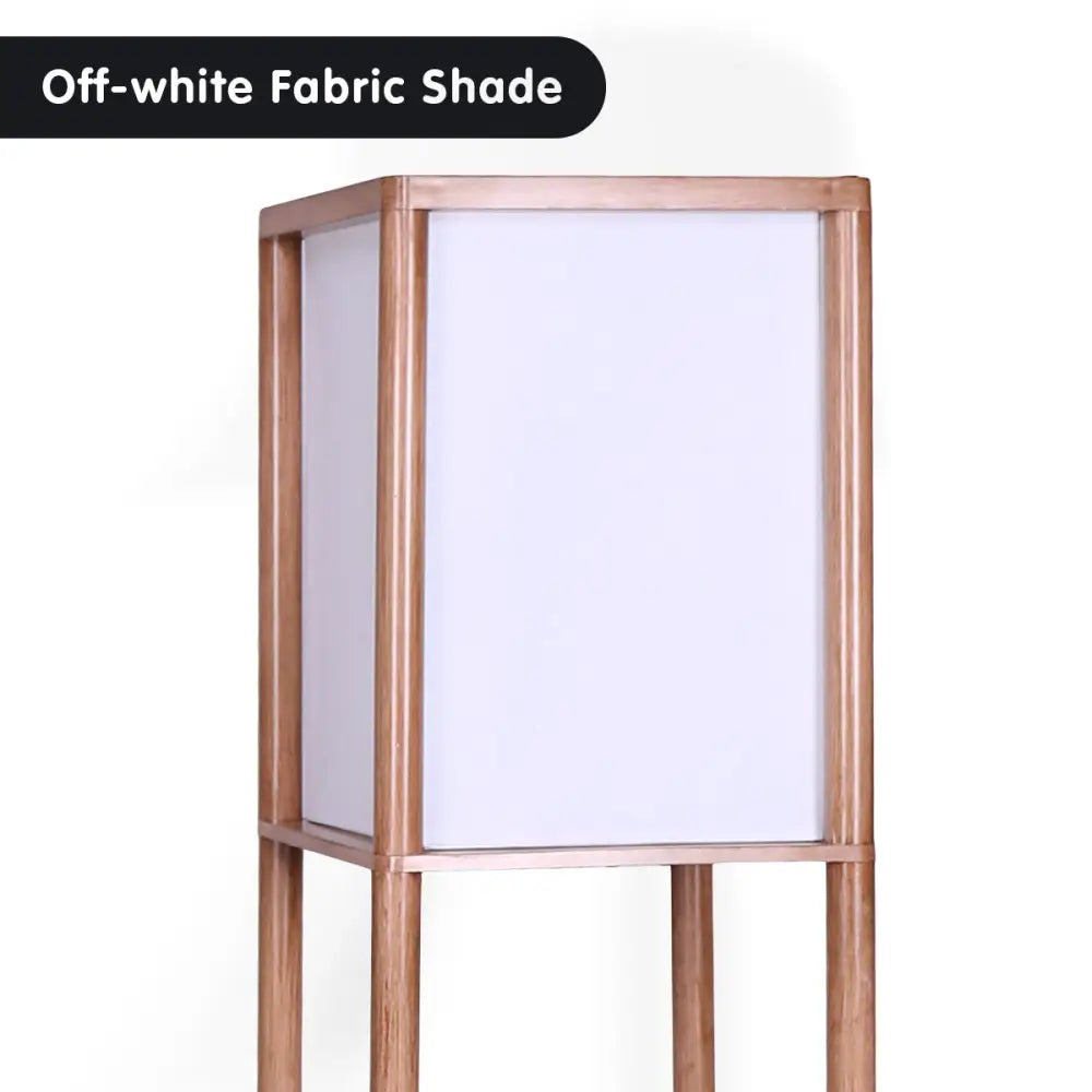 Sarantino Etagere Floor Lamp Off-White Fabric Shade in Wood Finish - Home & Garden > Lighting