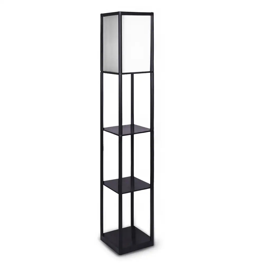 Sarantino Etagere Floor Lamp Shelves in Black Frame Fabric Shade - Home & Garden > Lighting