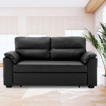 Sarantino Faux Leather Sofa Bed Couch Lounge - Black - Furniture > Sofas