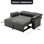 Sarantino Faux Leather Sofa Bed Couch Lounge - Black - Furniture > Sofas