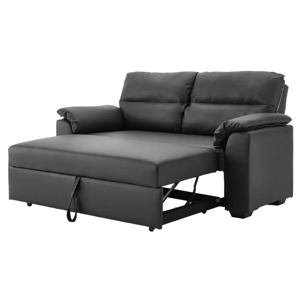 Sarantino Faux Leather Sofa Bed Couch Lounge - Black - Furniture > Sofas