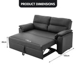 Sarantino Faux Leather Sofa Bed Couch Lounge - Black - Furniture > Sofas