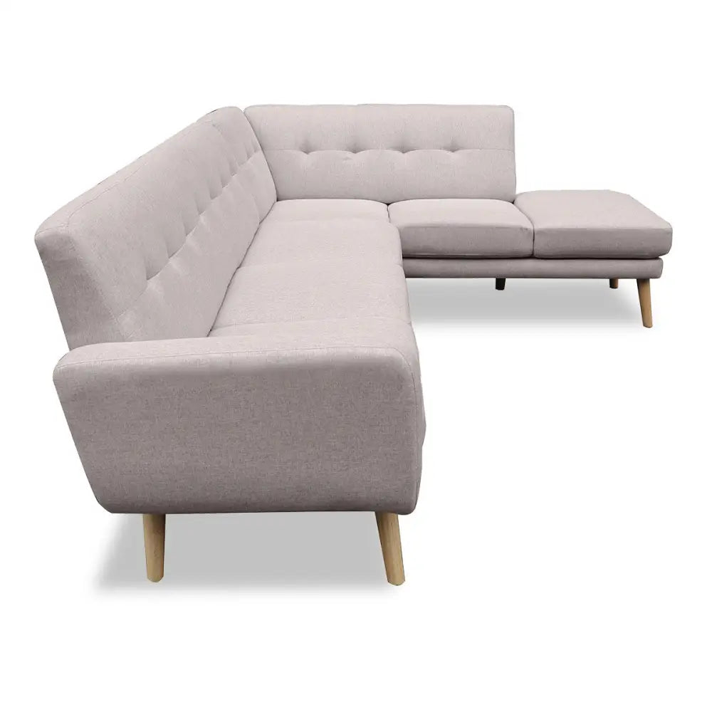 Sarantino Faux Linen Corner Sofa Lounge L-shaped Chaise Light Grey - Furniture > Sofas
