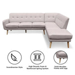 Sarantino Faux Linen Corner Sofa Lounge L-shaped Chaise Light Grey - Furniture > Sofas