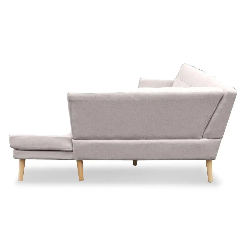 Sarantino Faux Linen Corner Sofa Lounge L-shaped Chaise Light Grey - Furniture > Sofas