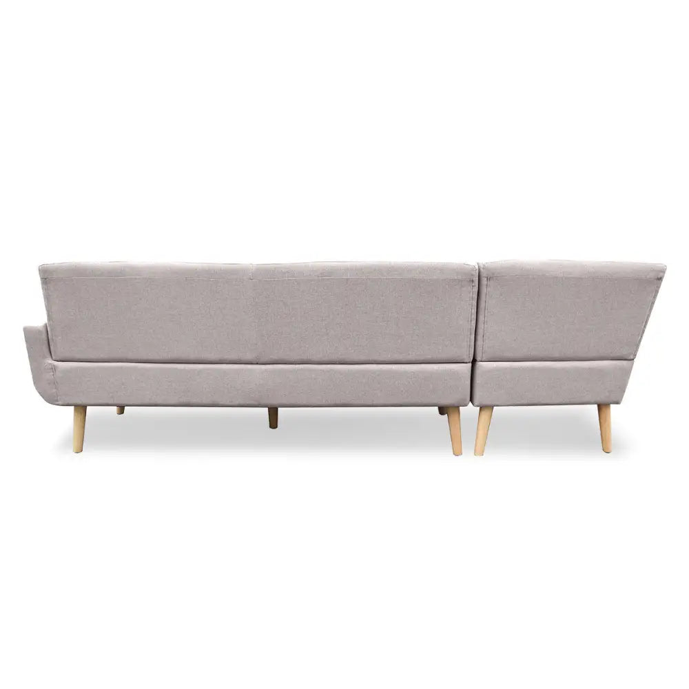 Sarantino Faux Linen Corner Sofa Lounge L-shaped Chaise Light Grey - Furniture > Sofas