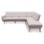 Sarantino Faux Linen Corner Sofa Lounge L-shaped Chaise Light Grey - Furniture > Sofas
