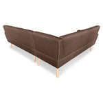 Sarantino Faux Linen Corner Wooden Sofa Lounge L-shaped with Chaise - Brown - Furniture > Bar Stools & Chairs > Arm