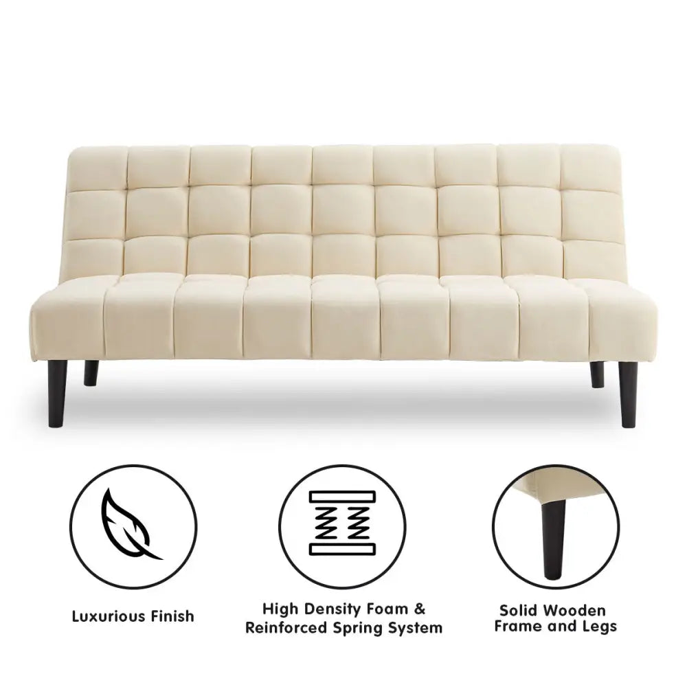 Sarantino Faux Suede Fabric Sofa Bed Furniture Lounge Seat Beige - Furniture > Sofas