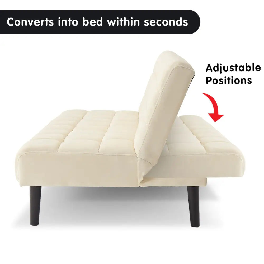Sarantino Faux Suede Fabric Sofa Bed Furniture Lounge Seat Beige - Furniture > Sofas