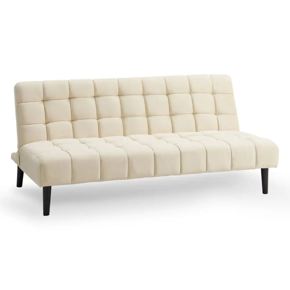 Sarantino Faux Suede Fabric Sofa Bed Furniture Lounge Seat Beige - Furniture > Sofas