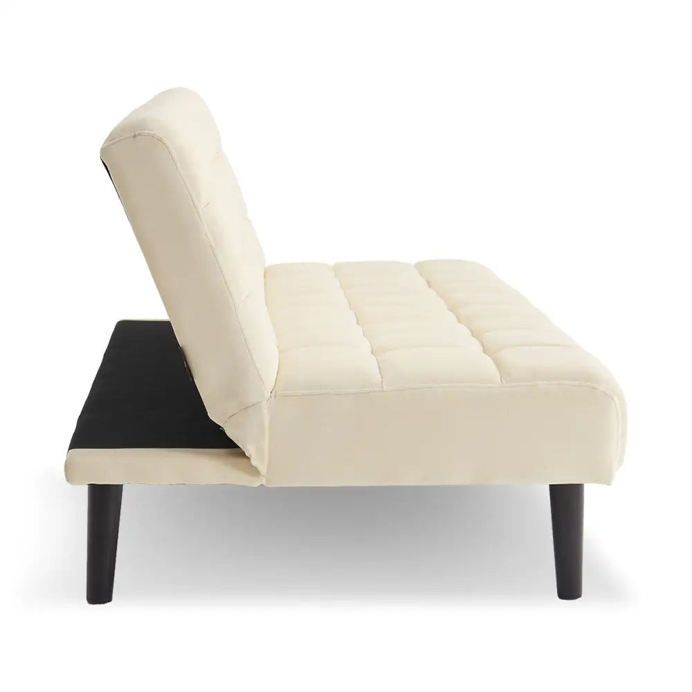Sarantino Faux Suede Fabric Sofa Bed Furniture Lounge Seat Beige - Furniture > Sofas