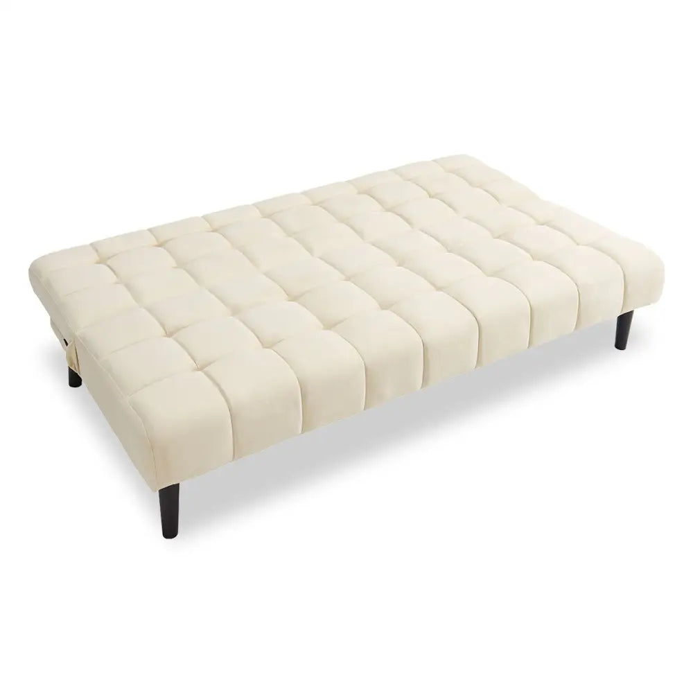 Sarantino Faux Suede Fabric Sofa Bed Furniture Lounge Seat Beige - Furniture > Sofas
