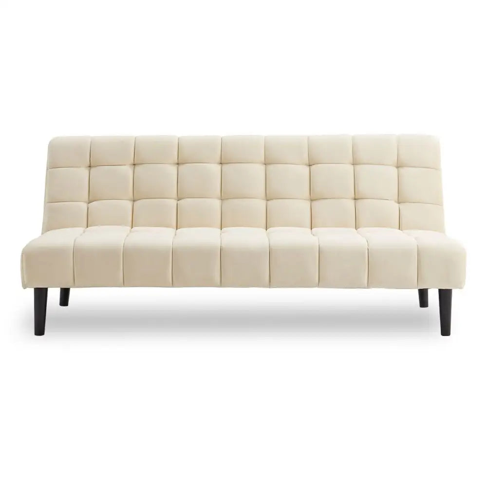 Sarantino Faux Suede Fabric Sofa Bed Furniture Lounge Seat Beige - Furniture > Sofas