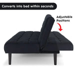 Sarantino Faux Suede Fabric Sofa Bed Furniture Lounge Seat Black - Furniture > Sofas