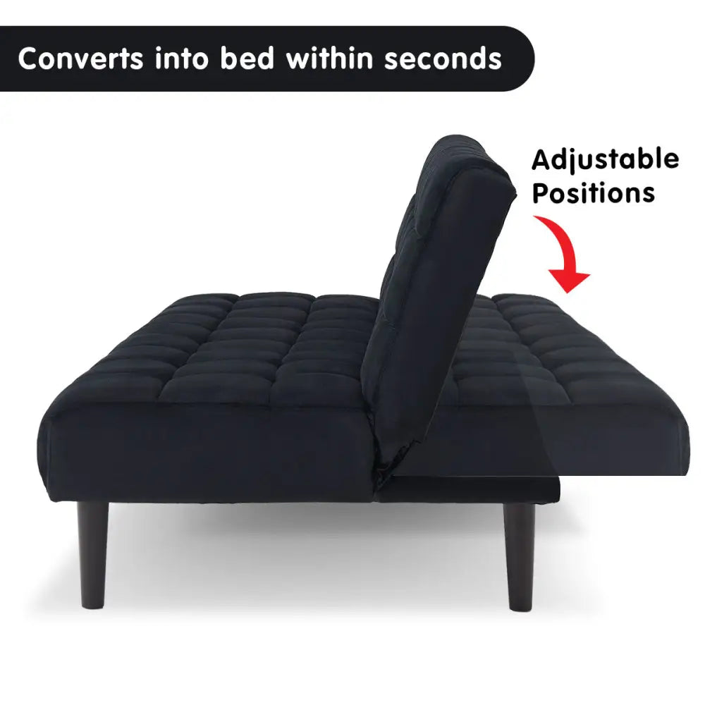 Sarantino Faux Suede Fabric Sofa Bed Furniture Lounge Seat Black - Furniture > Sofas