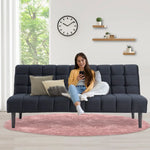 Sarantino Faux Suede Fabric Sofa Bed Furniture Lounge Seat Black - Furniture > Sofas