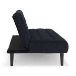 Sarantino Faux Suede Fabric Sofa Bed Furniture Lounge Seat Black - Furniture > Sofas
