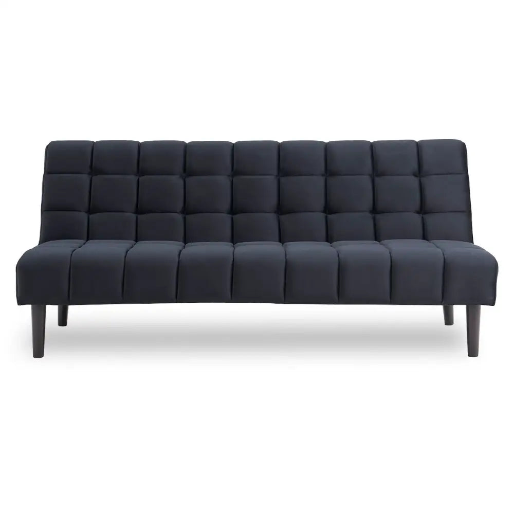 Sarantino Faux Suede Fabric Sofa Bed Furniture Lounge Seat Black - Furniture > Sofas