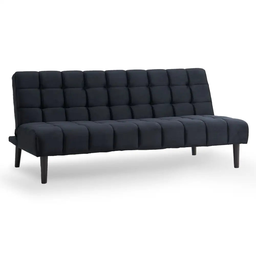 Sarantino Faux Suede Fabric Sofa Bed Furniture Lounge Seat Black - Furniture > Sofas