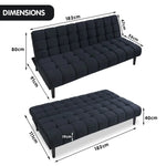 Sarantino Faux Suede Fabric Sofa Bed Furniture Lounge Seat Black - Furniture > Sofas