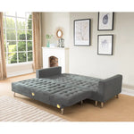 Sarantino Faux Velvet Corner Wooden Sofa Bed Couch with Chaise - Grey - Furniture > Sofas