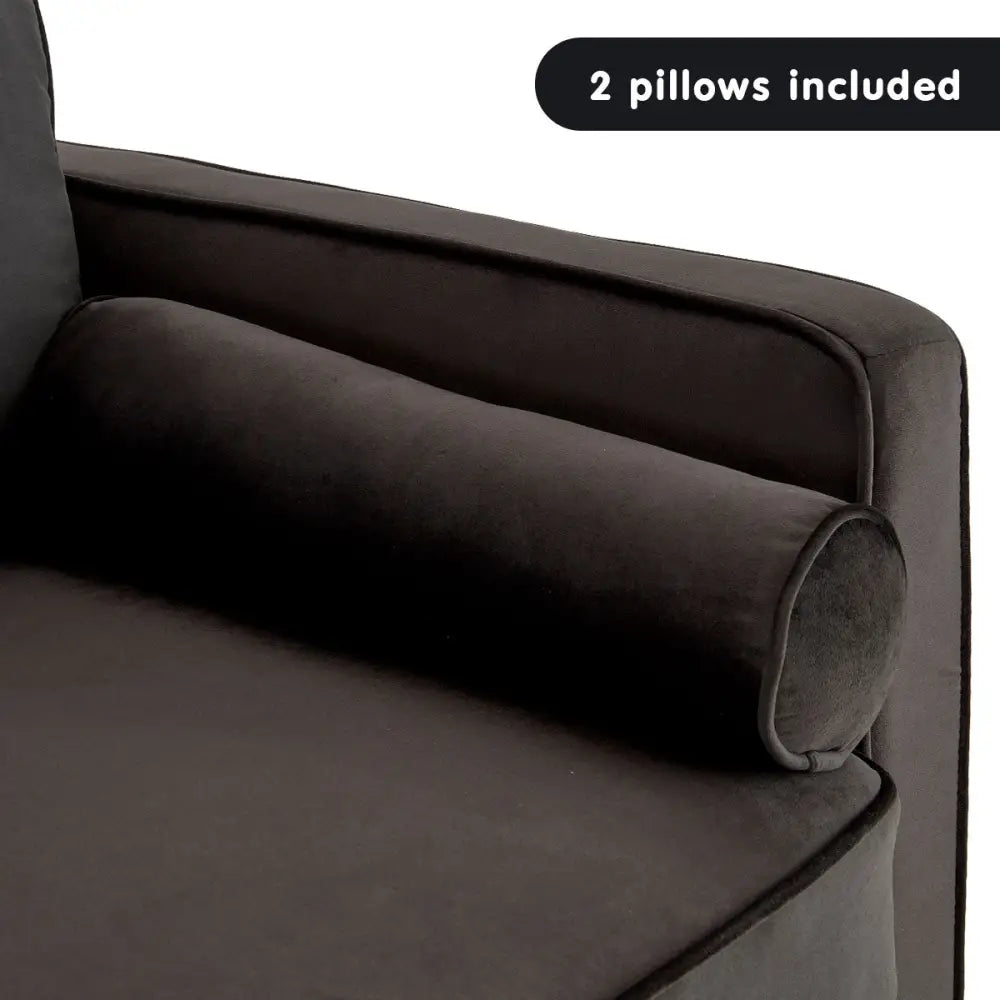 Sarantino Faux Velvet Sofa Bed Couch Furniture Lounge Suite - Black - Furniture > Sofas