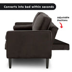 Sarantino Faux Velvet Sofa Bed Couch Furniture Lounge Suite - Black - Furniture > Sofas