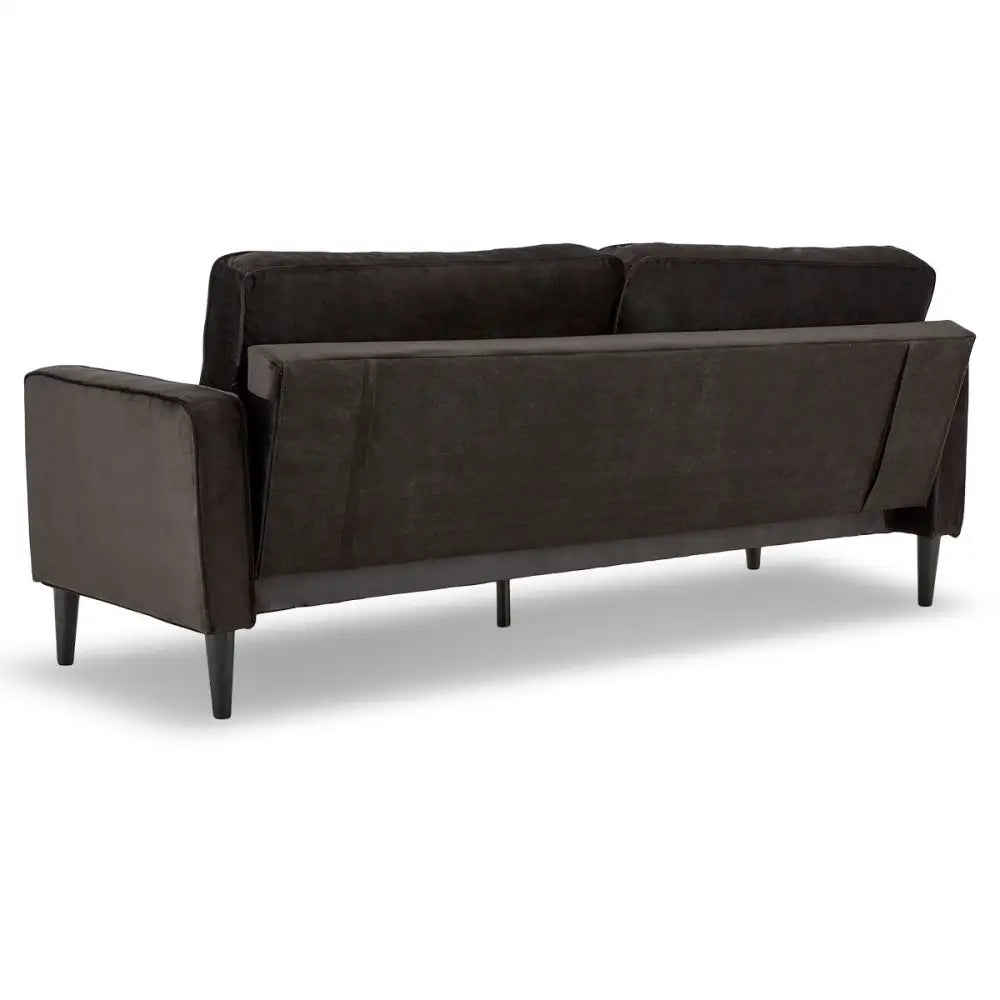 Sarantino Faux Velvet Sofa Bed Couch Furniture Lounge Suite - Black - Furniture > Sofas