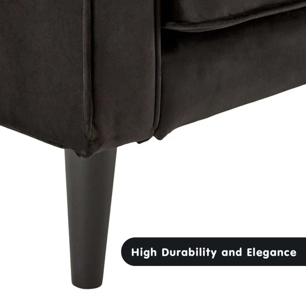 Sarantino Faux Velvet Sofa Bed Couch Furniture Lounge Suite - Black - Furniture > Sofas
