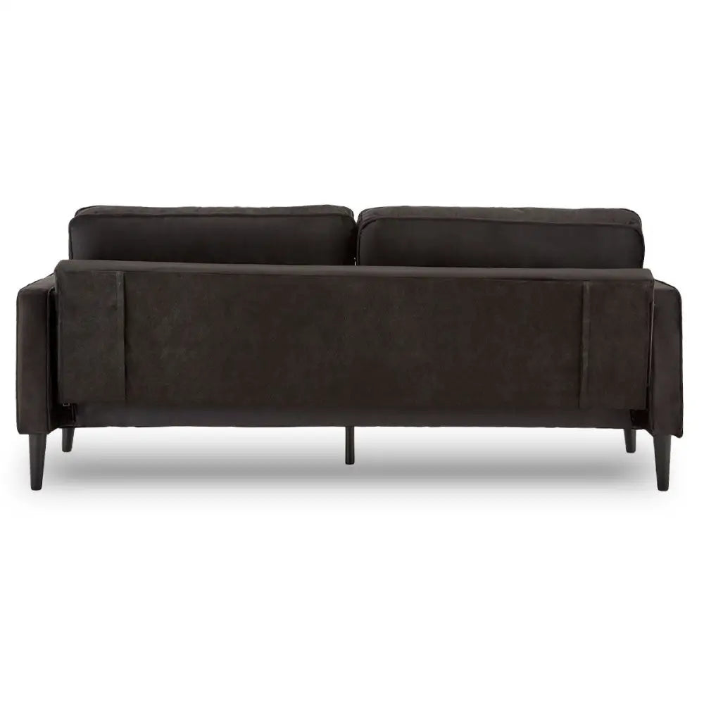Sarantino Faux Velvet Sofa Bed Couch Furniture Lounge Suite - Black - Furniture > Sofas