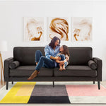 Sarantino Faux Velvet Sofa Bed Couch Furniture Lounge Suite - Black - Furniture > Sofas