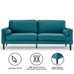 Sarantino Faux Velvet Sofa Bed Couch Furniture Lounge Suite Seat Blue - Furniture > Sofas