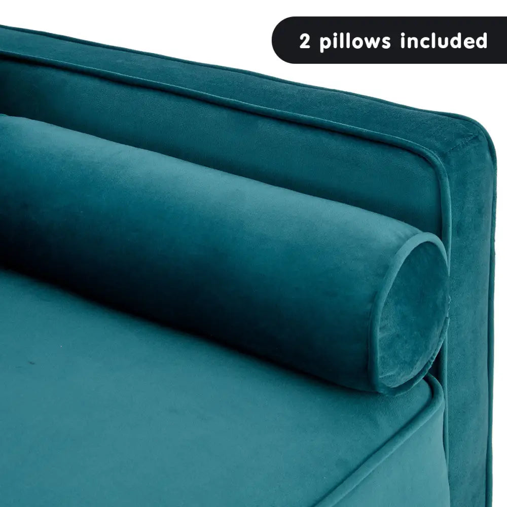 Sarantino Faux Velvet Sofa Bed Couch Furniture Lounge Suite Seat Blue - Furniture > Sofas