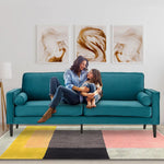 Sarantino Faux Velvet Sofa Bed Couch Furniture Lounge Suite Seat Blue - Furniture > Sofas