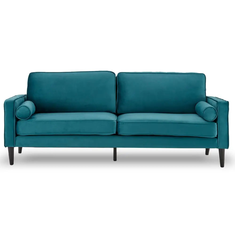 Sarantino Faux Velvet Sofa Bed Couch Furniture Lounge Suite Seat Blue - Furniture > Sofas