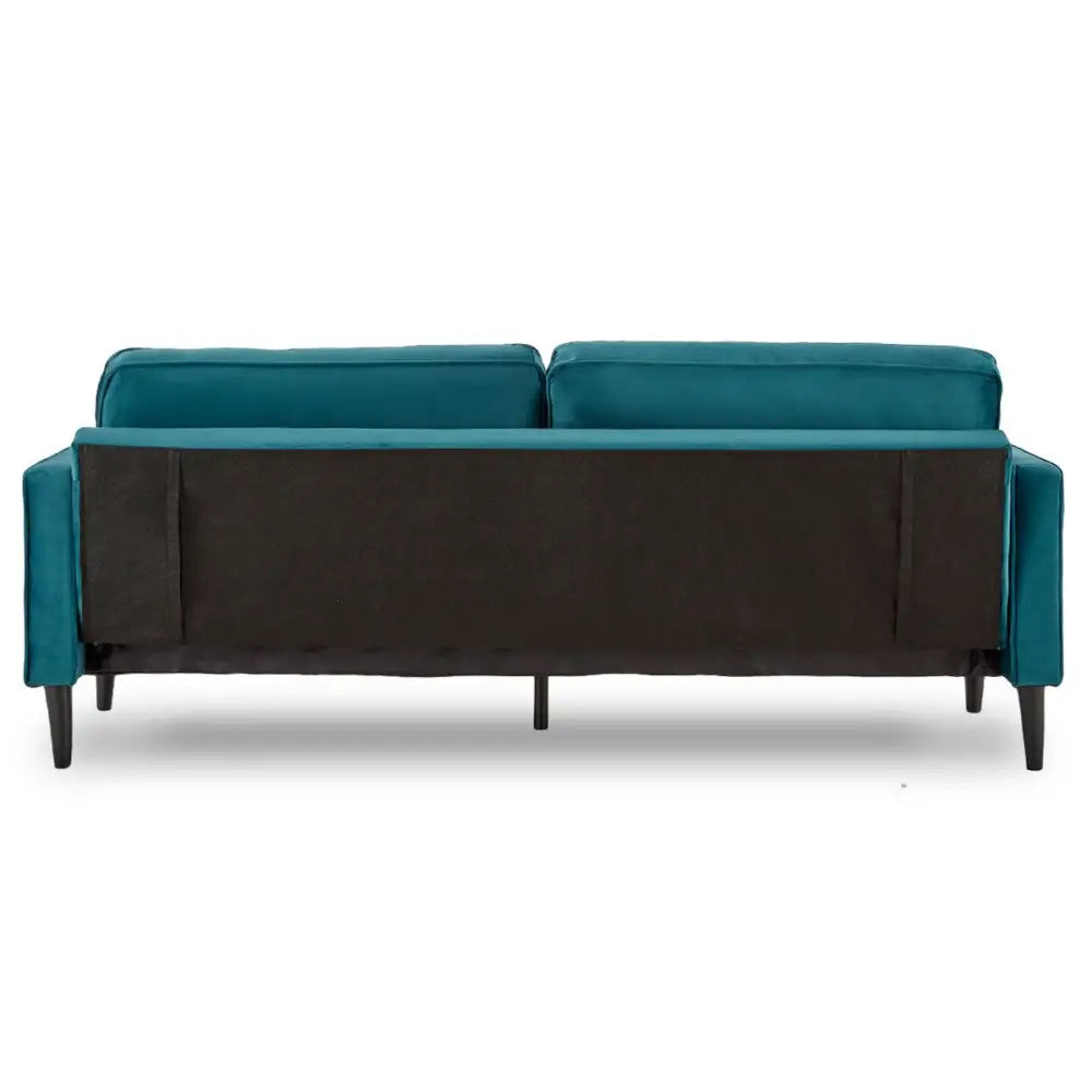 Sarantino Faux Velvet Sofa Bed Couch Furniture Lounge Suite Seat Blue - Furniture > Sofas