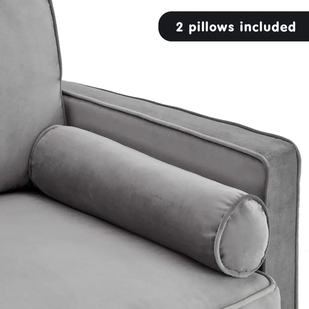 Sarantino Faux Velvet Sofa Bed Couch Furniture Lounge Suite Seat Grey - Furniture > Sofas