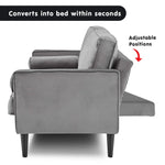 Sarantino Faux Velvet Sofa Bed Couch Furniture Lounge Suite Seat Grey - Furniture > Sofas