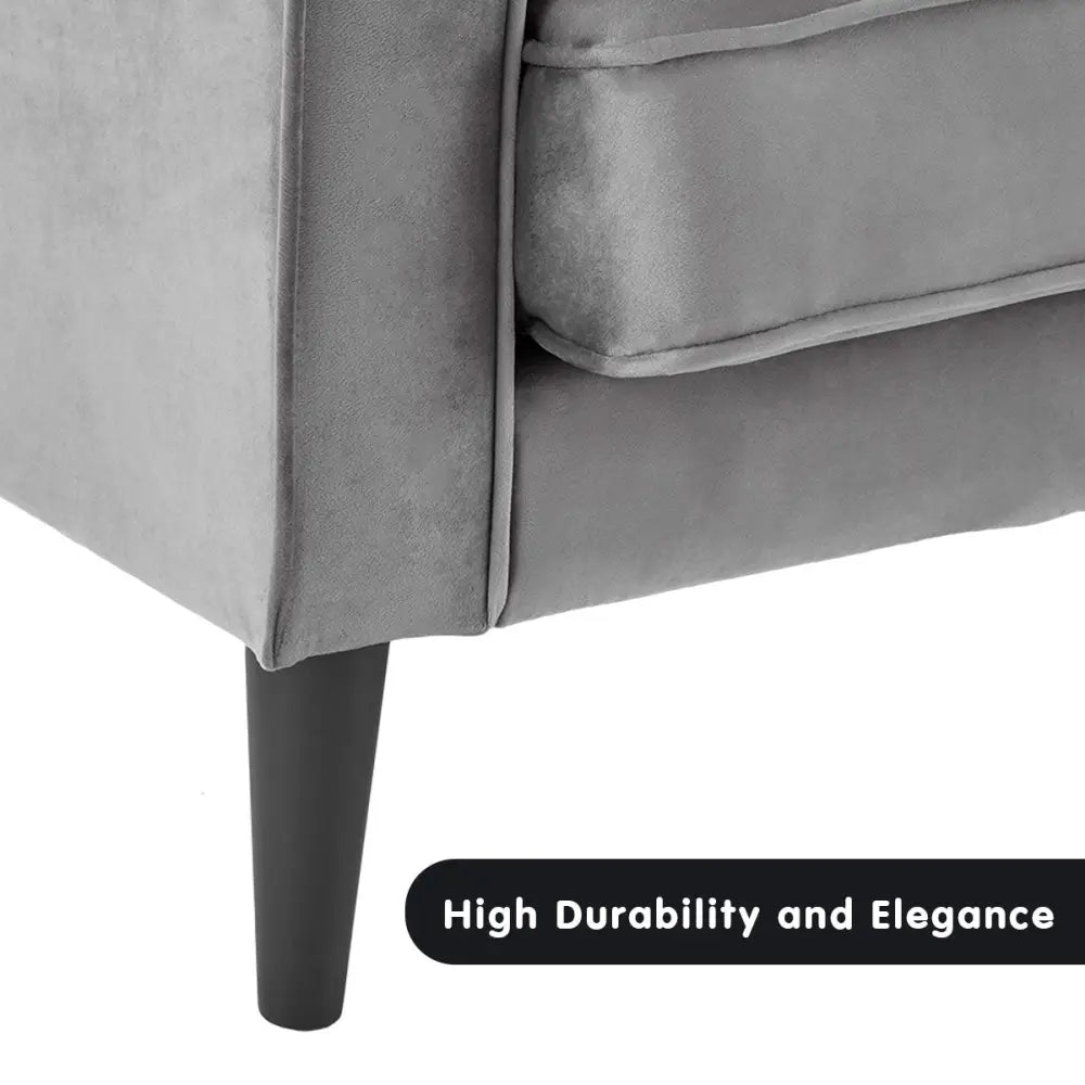 Sarantino Faux Velvet Sofa Bed Couch Furniture Lounge Suite Seat Grey - Furniture > Sofas