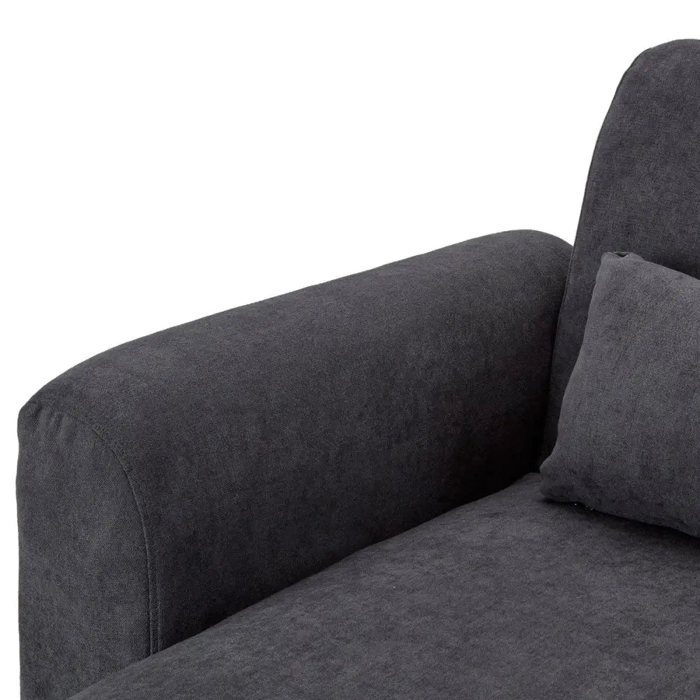 Sarantino Faux Velvet Sofa Bed Couch Lounge Chaise Cushions Dark Grey - Furniture > Sofas