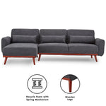 Sarantino Faux Velvet Sofa Bed Couch Lounge Chaise Cushions Dark Grey - Furniture > Sofas