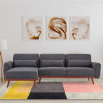 Sarantino Faux Velvet Sofa Bed Couch Lounge Chaise Cushions Dark Grey - Furniture > Sofas