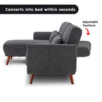 Sarantino Faux Velvet Sofa Bed Couch Lounge Chaise Cushions Dark Grey - Furniture > Sofas